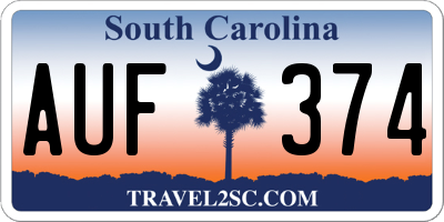 SC license plate AUF374