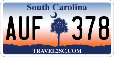 SC license plate AUF378