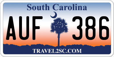 SC license plate AUF386