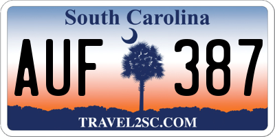 SC license plate AUF387