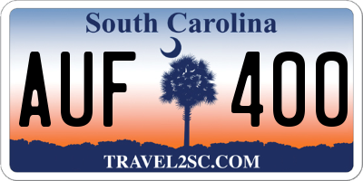 SC license plate AUF400