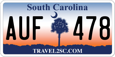 SC license plate AUF478