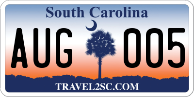 SC license plate AUG005
