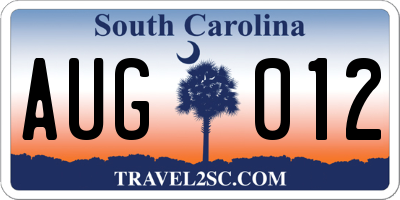 SC license plate AUG012