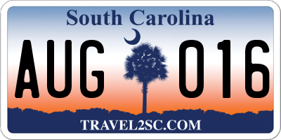 SC license plate AUG016