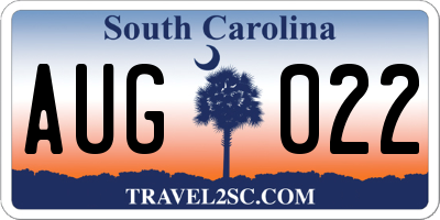 SC license plate AUG022
