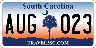 SC license plate AUG023