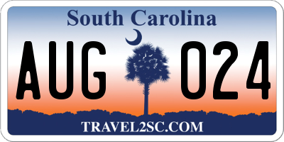 SC license plate AUG024