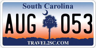 SC license plate AUG053