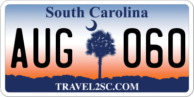 SC license plate AUG060