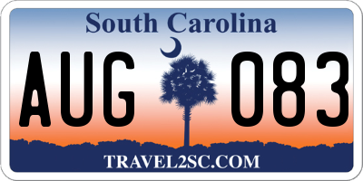 SC license plate AUG083