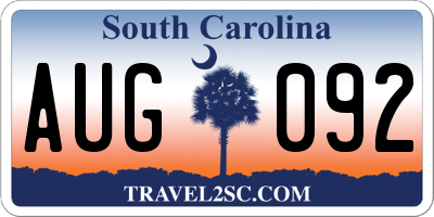 SC license plate AUG092