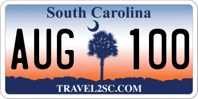 SC license plate AUG100
