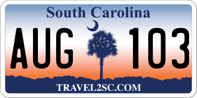 SC license plate AUG103