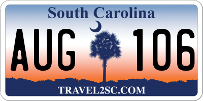 SC license plate AUG106
