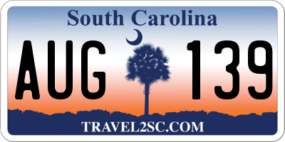 SC license plate AUG139