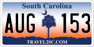 SC license plate AUG153