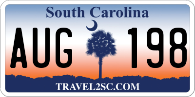 SC license plate AUG198