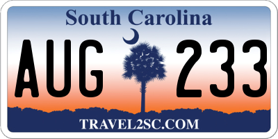 SC license plate AUG233