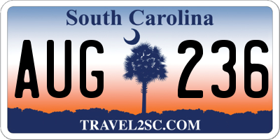 SC license plate AUG236