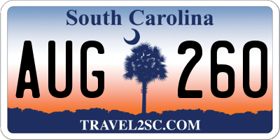 SC license plate AUG260