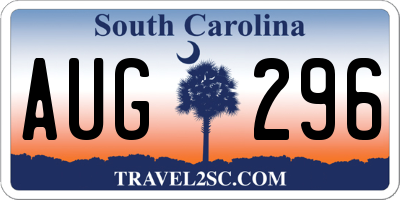 SC license plate AUG296