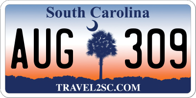 SC license plate AUG309