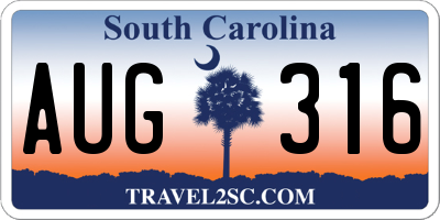 SC license plate AUG316