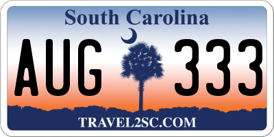 SC license plate AUG333