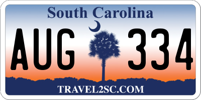 SC license plate AUG334