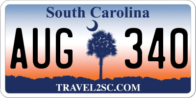 SC license plate AUG340