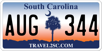SC license plate AUG344