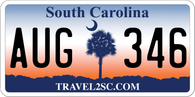 SC license plate AUG346