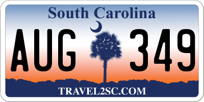 SC license plate AUG349