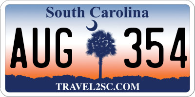 SC license plate AUG354