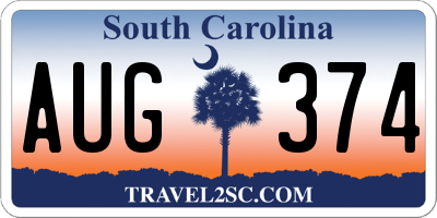 SC license plate AUG374