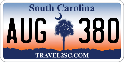 SC license plate AUG380
