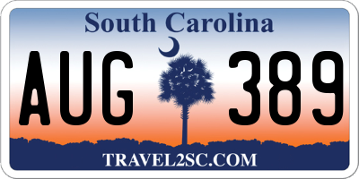SC license plate AUG389