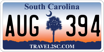 SC license plate AUG394