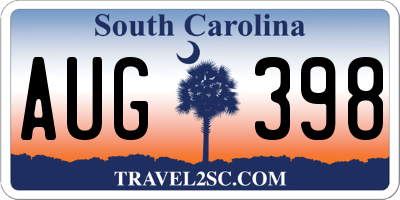 SC license plate AUG398
