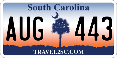 SC license plate AUG443