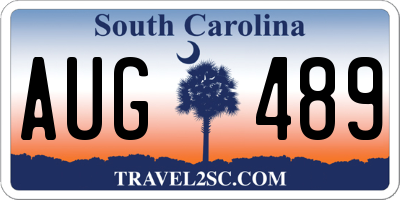 SC license plate AUG489
