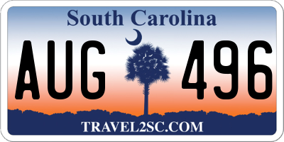 SC license plate AUG496