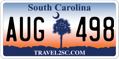 SC license plate AUG498