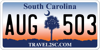 SC license plate AUG503