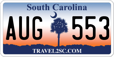 SC license plate AUG553