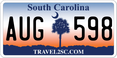 SC license plate AUG598