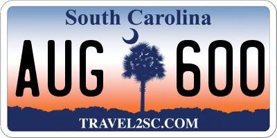 SC license plate AUG600