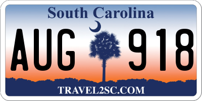 SC license plate AUG918
