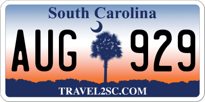 SC license plate AUG929